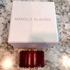 Manolo Blahnik Red Leather Cuff Bracelet